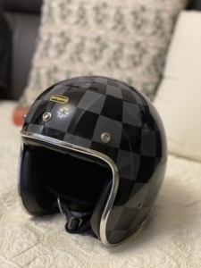 台湾海鸟penguin 棋盘格复古机车头盔 电动机车安全帽