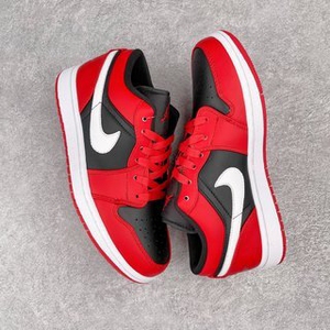 正品乔丹耐克 aj1 low 白黑红低帮 553558-13
