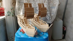 方便筷子制作手工帆船图片