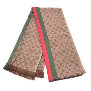 gucci 古驰 男女同款老花logo羊毛真丝围巾