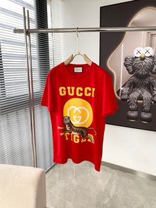古驰/gucci新款古奇老虎字母印花情侣款圆领短袖t恤半袖衫