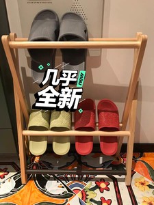 双色实木拖鞋鞋架子日式北欧鞋架折叠