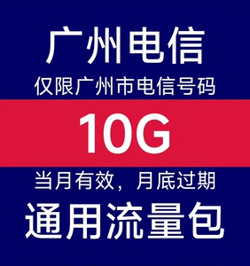 广东广州电信 10G流量包月包 不扣话费 当月有效