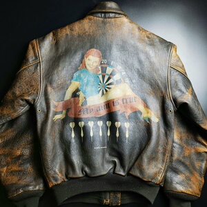 美国制造avirex整张老羊皮a2美女背画夹克皮衣 品牌:a