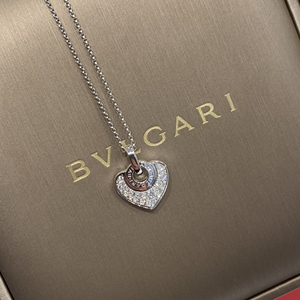 宝格丽18k白金心形镶钻项链 二手 有保卡