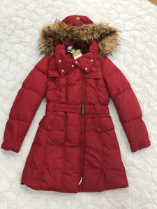 东隆集团法恩女士长款羽绒服,加厚款  带腰带,帽子,貉子毛毛