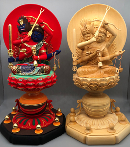 【供养佛】双头爱染明王 木雕佛像摆件 加拿大桧木雕刻 手工艺