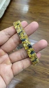 天然巴西钛晶手排手链金发晶手串13mm➕