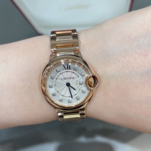 专柜价18.7万98新卡地亚蓝气球女款表18k玫瑰金石英女表wjbb0016