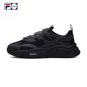 韩国filafusion斐乐潮牌火星鞋纯黑女 透气复古增高黑