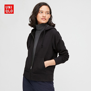 优衣库情侣卫衣女装运动拉链连帽开衫(长袖)加绒加厚款