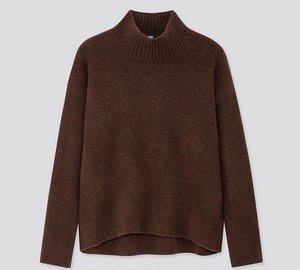 优衣库 深咖色半高领基础款针织毛衣