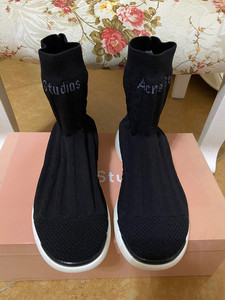 Acne Studios 全新正品 黑色logo字母袜靴 袜