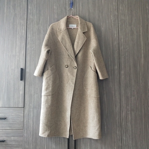 梦燕双面羊绒大衣女大长款落肩大码人字纹,3.7%羊驼毛63.
