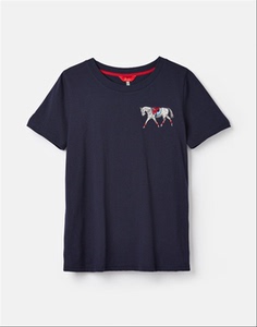 全新 刺绣马标 英国品牌joules女式 t恤 s码 藏蓝色