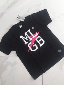 潮牌MLGB 新款夏季新品字母 印花套头男女t恤宽松情侣短袖