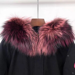 加拿大剪子粉色大毛领黑色宽松羽绒服派克服剪子家走小众风的一款