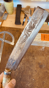 土佐柴刀,手刻龙,品相较,精品高货