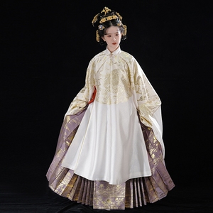 出 空谷记 立领斜襟长袄汉服女春秋一片式织金长袄明制马面非古