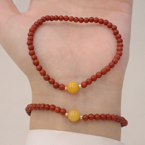 南红玛瑙小珠子手串女款3.6mm细条手链古风蜜蜡配饰抖音同款