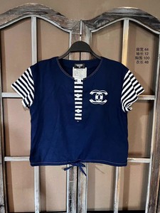 Vintage古着精品孤品中古90s小香 蓝色 短袖 T恤