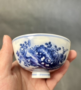 小雅青花 五子登科鸡心杯 茶杯 鸡趣图阮定荣手绘瓷景德镇茶具