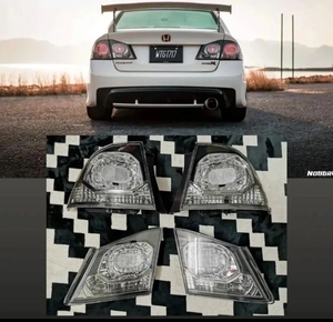 本田八代思域/思铭,fd2改装透明菱形尾灯,要搭配红色led