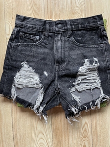 代购r13 奚梦瑶同款小红书爆款高腰流苏破烂洞牛仔短裤显瘦腿