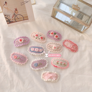 {粉色软糯手工毛线发卡}精致刺绣软妹子粉色系列～超级萌萌哒