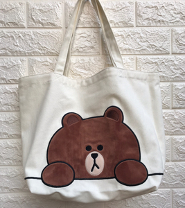 linefriends布朗熊联名帆布包单肩包大挎包环保袋妈咪