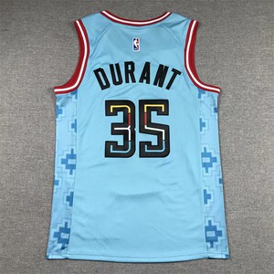 nba太阳队kd杜兰特城市系列限定蓝色球衣,刺绣球员版!不是