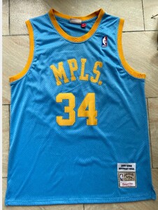 湖人队明尼苏达34号奥尼尔mpls 蓝色复古刺绣球衣背心运动_阿里巴巴找