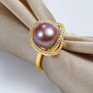 5mm天然稀有紫色淡水珍珠戒指