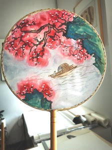 纯手绘桃花扇子