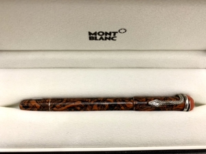 万宝龙大理石灵蛇限定版f尖9.5成新无壳有正版皮套