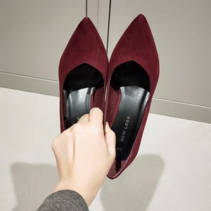 newlook尖头细跟酒红色高跟鞋,上脚很美,超显白,全新3