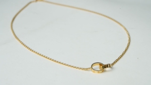 卡地亚 经典leve系列 双环项链 au750玫瑰金 全长约