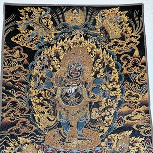 (着急用钱)便宜出～大黑天十字绣唐卡金丝刺绣,黑天财神像画像