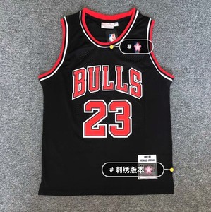 公牛23号球衣 复古刺绣黑色篮球服背心 au球员版本