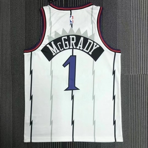 nba猛龙队 白色 1号麦迪 复古 sw球衣