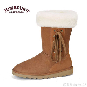 JUMBOUGG简帛澳洲羊皮毛一体雪地靴，穿过几次还很新的，