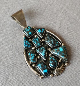 lander blue美国蓝德蓝顶级绿松石吊坠 孤品 nav