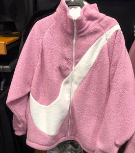耐克nike 粉色羊羔毛外套 大logo双面穿绒毛夹克外套