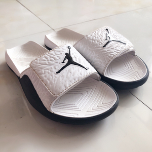 正品耐克jordan aj7拖鞋女士36码白黑爆裂纹拖鞋官方