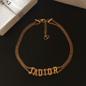 闲置转让dior迪奥jadior字母复古做旧双层cd项链颈链