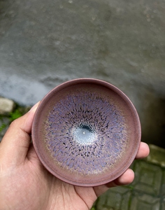 日本天目大师镰田幸二作曜变紫光盏