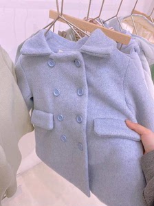 candy cindy 粉蓝呢子外套儿童全新 110码