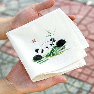 熊猫礼物中国特色礼品送老外国人出国留学手帕小方巾手绢女古风