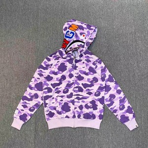 bape台北限定紫色迷彩 经典鲨鱼拉链卫衣外套 定制顶级面料