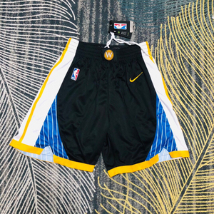 勇士队黑色篮球裤 复古刺绣篮球短裤